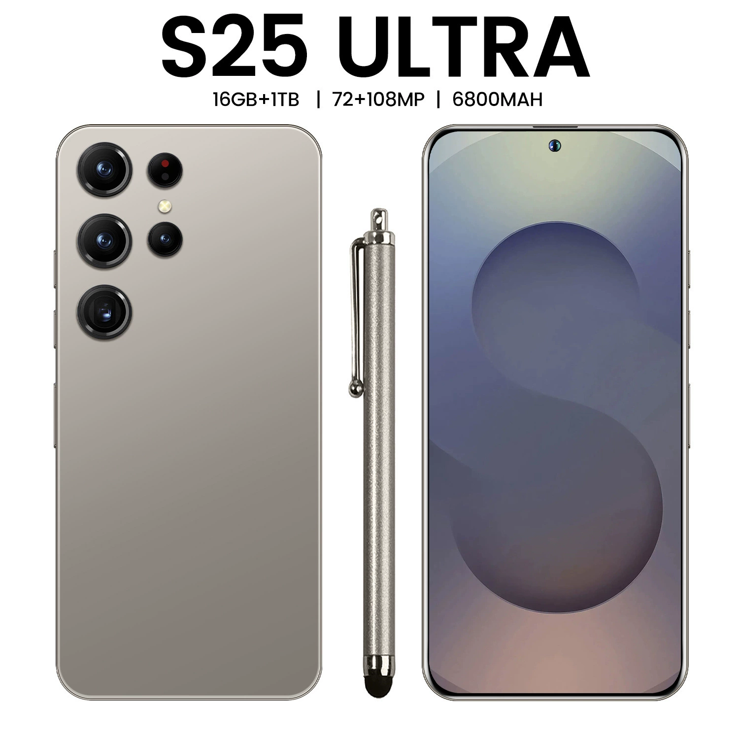(Кросс-бордерная торговля) S25, мобильный телефон, смартфон, 7,3 дюйма, широкий экран, Android 14