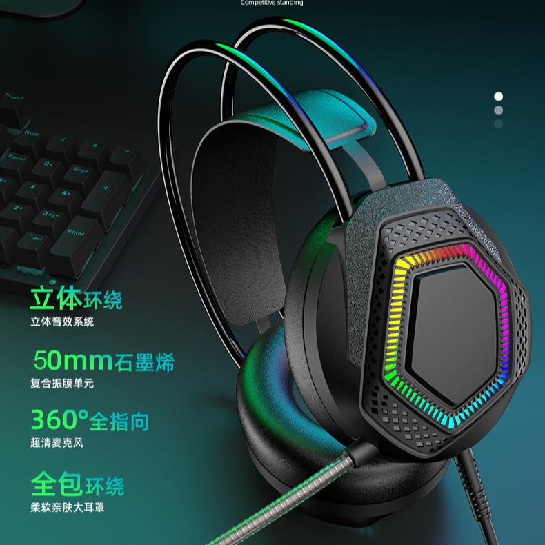 メーカーオーダーメイドイヤホンUSBイヤホン皮膚耳カバーヘッドセット電気競争ゲーム線制御イヤホンRGB発光|undefined