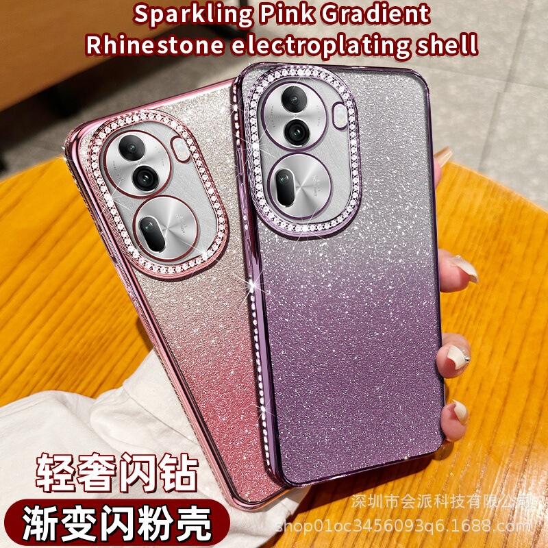 Suitable for Opporeno13F Electroplated Glitter Edge Diamond Mobile Phone Case A60 High-End C55 Anti-Fall A38 Protective Cover 74