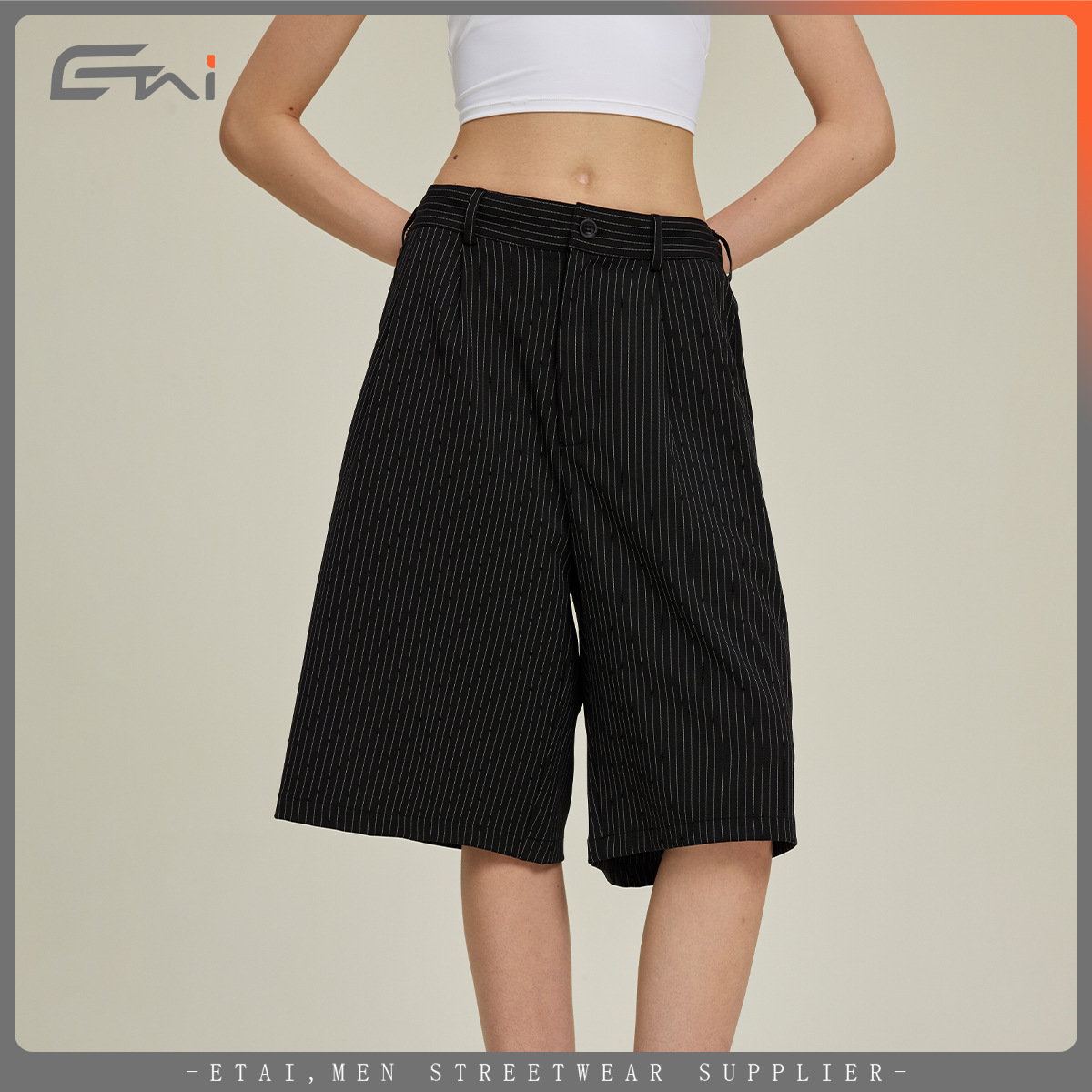 ETAI ropa de hombre de verano casual trajes a rayas pantalones cortos de moda para hombres pantalones sueltos de cinco puntos para adolescentes image 4