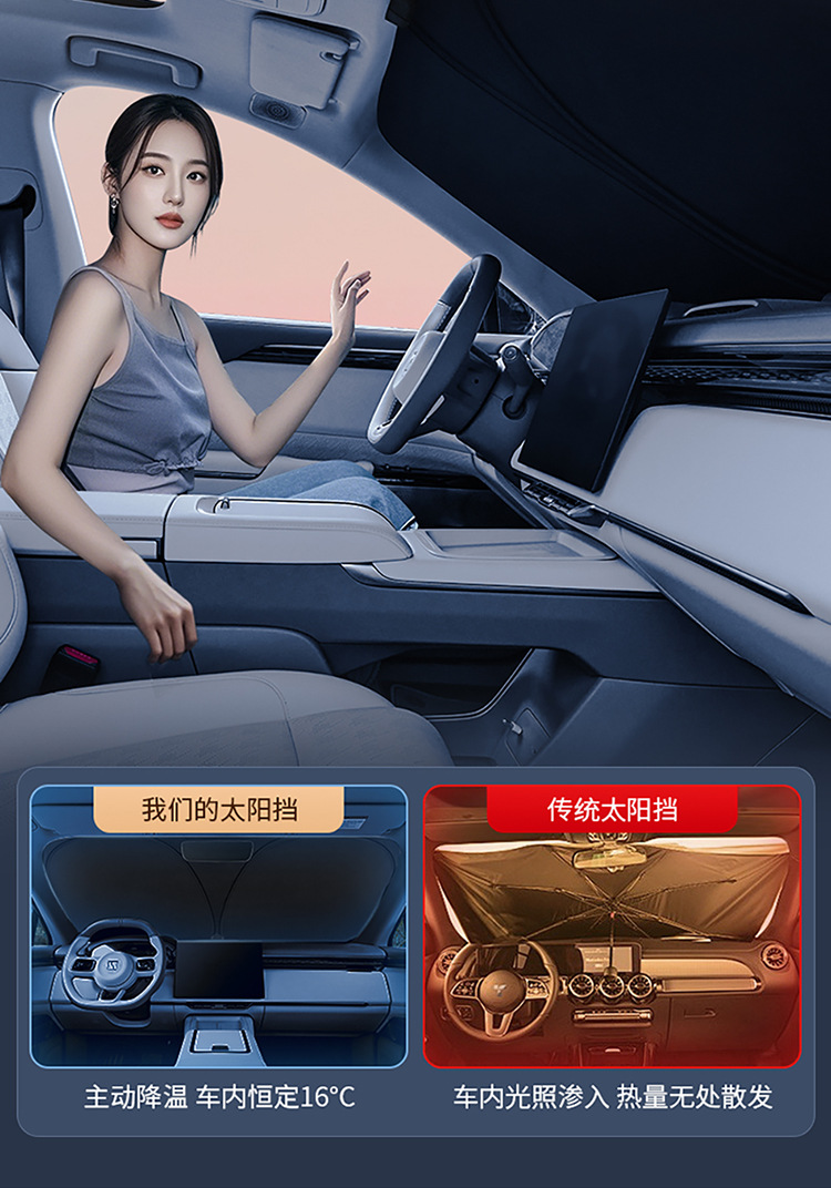 Car Front Windshield Sun Protection and Heat Insulation Sunshade, Anti-Glare Sunshade for Car, Summer Car Sunshade for Front Windshield