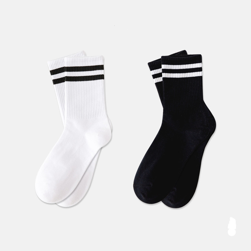 Trendy explosions street style creative two bar socks cotton socks ladies stockings women ins tide socks wholesale