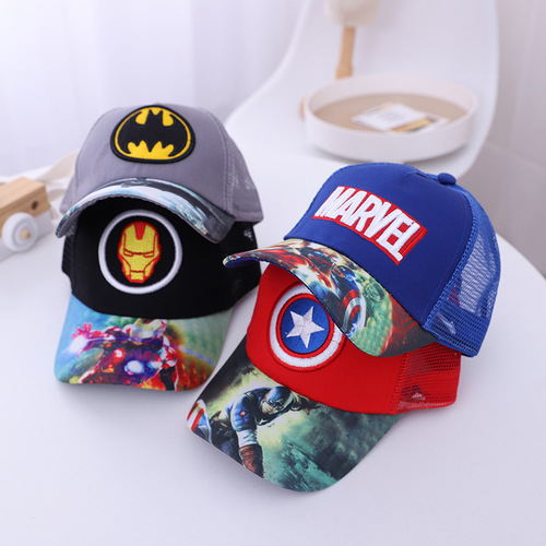 Children's Hat Wholesale Summer New Marvel Children's Mesh Hat Spider-Man Batman Baseball Cap Sun Hat