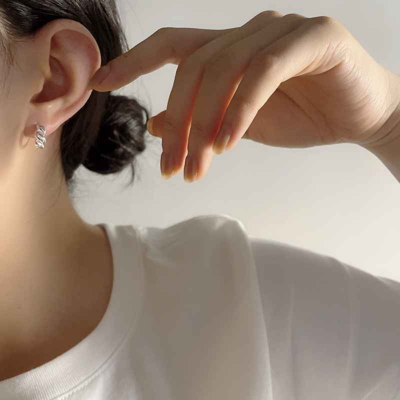18K Gold Plated, Silver Plated Plating Material Stone-Free Inlay Material 1 Pair 18K Gold Plated Silver Plated 925 Sterling Silver Geometric Spiral Hoop Earrings Earrings Ear Studs