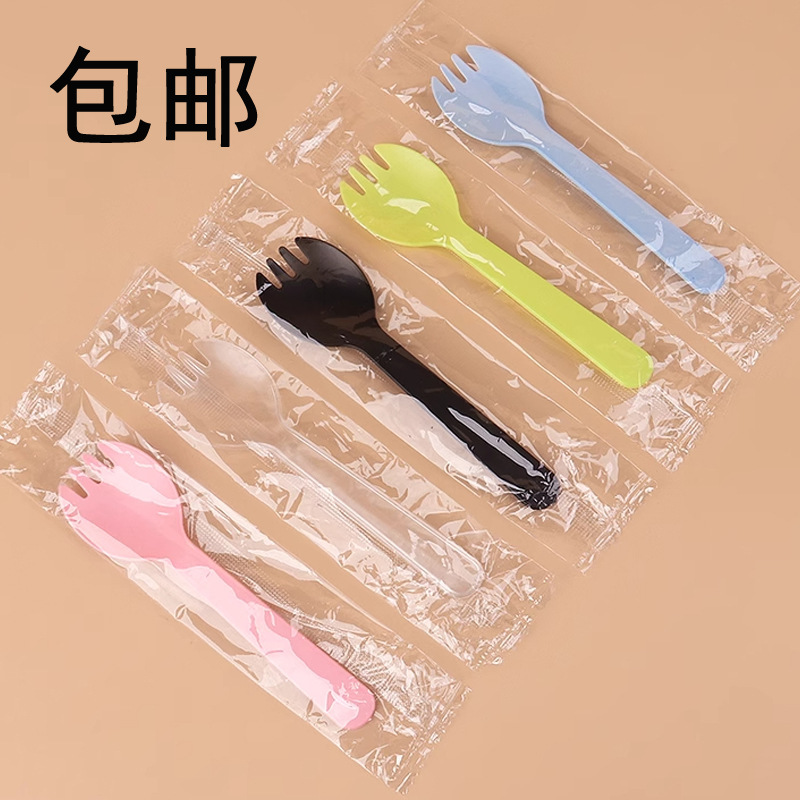 cake fork spoon disposable spoon baking dessert fork birthday party tableware children cute plastic individually packed