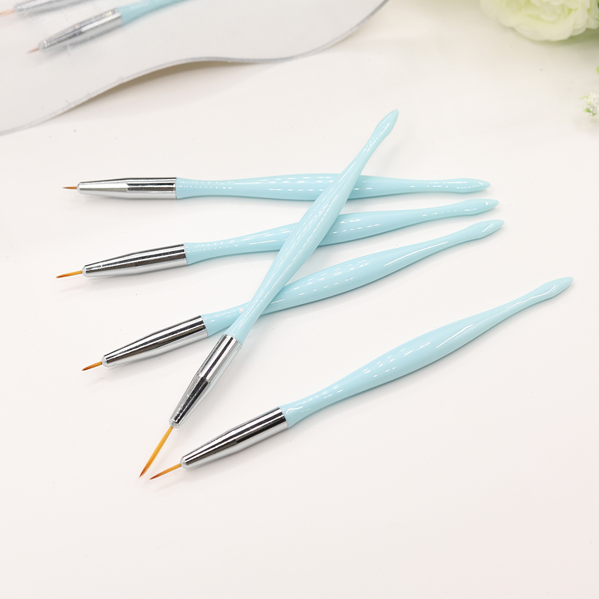Set de Pinceles para Delineado de Uñas de Plástico Multifuncional para Manicura
