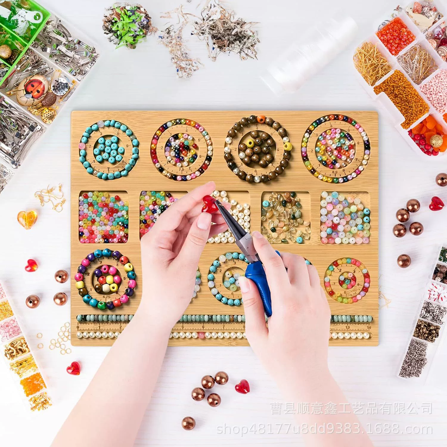 Бамбуковая доска для дизайна ювелирных изделий Новый стиль Бамбуковая деревянная доска из бисера для браслета и ожерелья Ювелирная пластина Трансграничная жемчужная доска