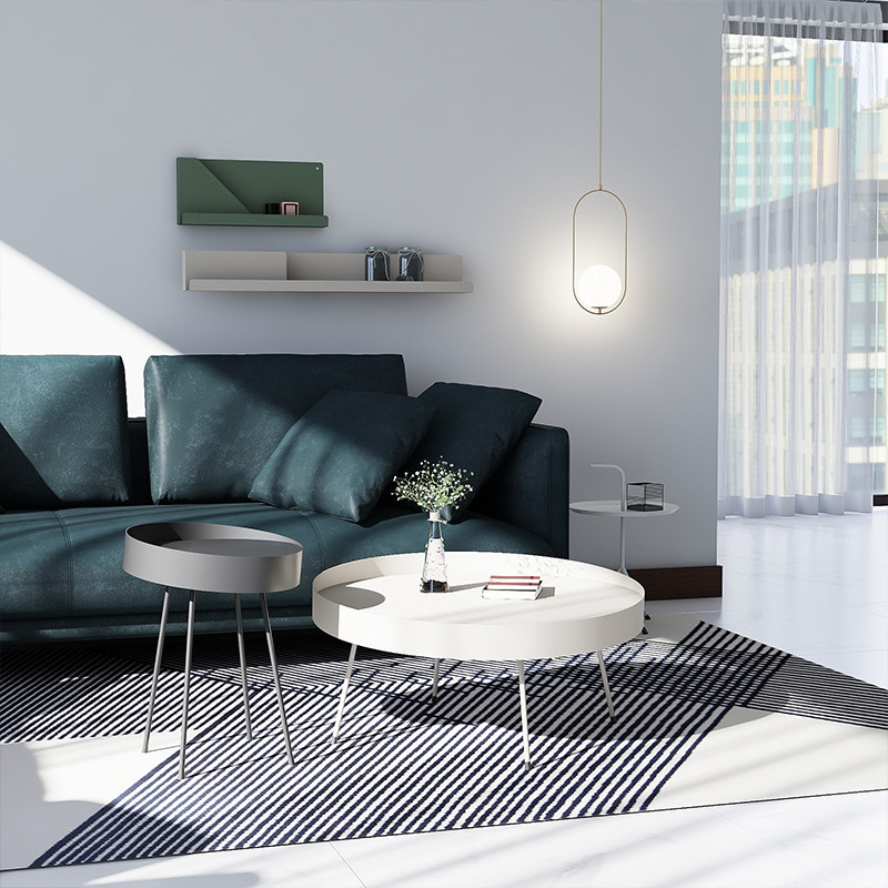 Nordic Style Coffee Table Simple Small Apartment Living Room Home Light Luxury Combination Wrought Iron Round Table ins Internet Popular 2022 New Style