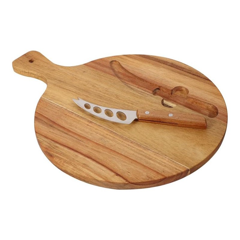 Junta de madera con mango Junta de pizza Junta de queso multifuncional Junta de queso Junta de carne Junta de servicio bandeja