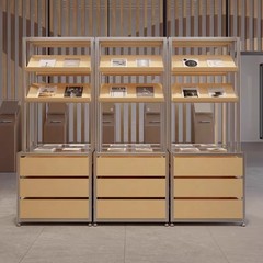 バーチ材アルミプロファイルディスプレイキャビネット展示本棚製品サンプル収納オーガナイザー棚床置き多層ディスプレイキャビネット