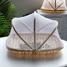 竹编晾晒圆簸箕带网收纳筐家用馒头筐防蝇虫竹制品竹筛子篮子户外