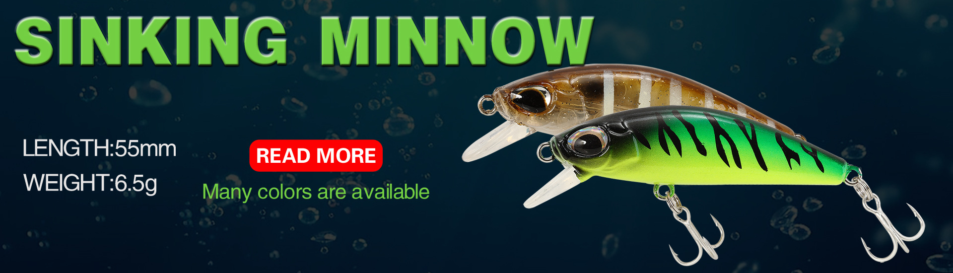 8 Colors Sinking Minnow Fishing Lures Hard Baits Fresh Water Bass Swimbait Tackle Gear