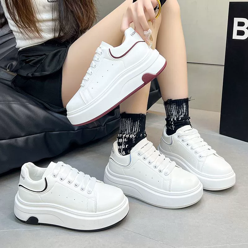 Модные повседневные кроссовки для миниатюрных женщин, весна/осень 2025, популярные универсальные легкие удобные мягкие кожаные белые туфли.
