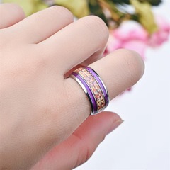 2024春季·鋼色戒指紫色間橘彩色調戒指 多巴胺 廠家直銷