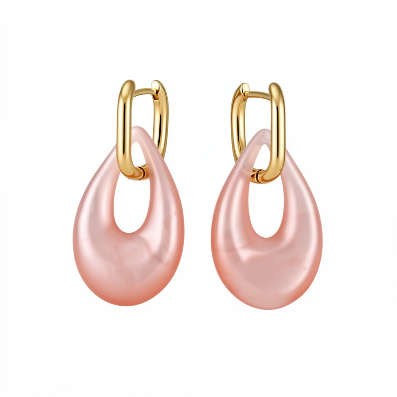 Europa y los Estados Unidos transfronterizos de resina oval gotas de agua perfiles de moda temperamento amplio aretes de nicho de alta calidad simple aretes