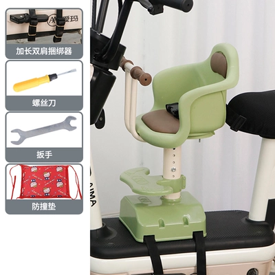 Suitable for Electric Vehicles, Children's Electric car child seat - 032-green-straight-handlebar-liftable-shock-absorption