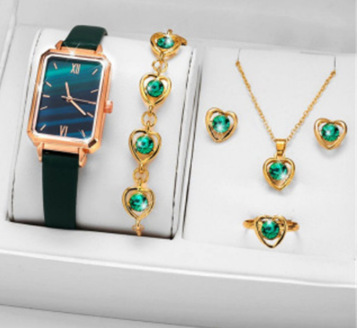 Women's watch fashionable temperament luxury boutique set gift box steel strap small dial watch + bracelet + jewelry set