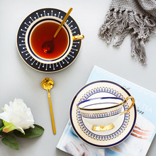 英歐式咖啡杯碟套裝金邊陶瓷咖啡杯家用ins簡約下午茶花茶杯帶勺