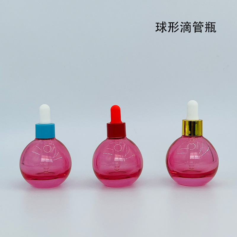 透明球形スポイトボトル 30 ミリリットル厚底ガラス電球エッセンスボトル化粧品エッセンシャルオイルサブボトル卸売|undefined