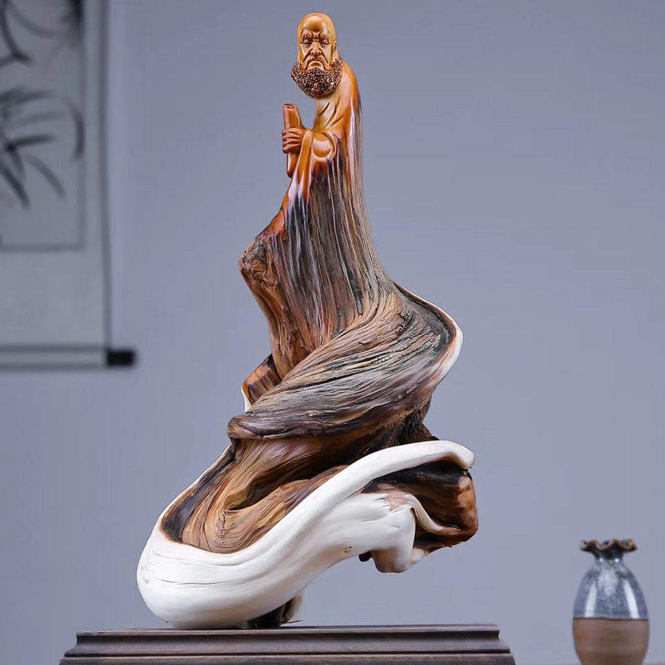 太行崖柏根雕木雕客厅摆件雕刻工艺品山水人家实木佛像