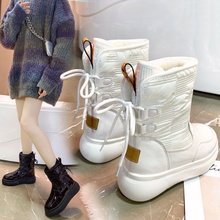 雪地靴女鞋2020新款冬季時尚白色女靴子加厚加絨棉靴平底厚底短靴