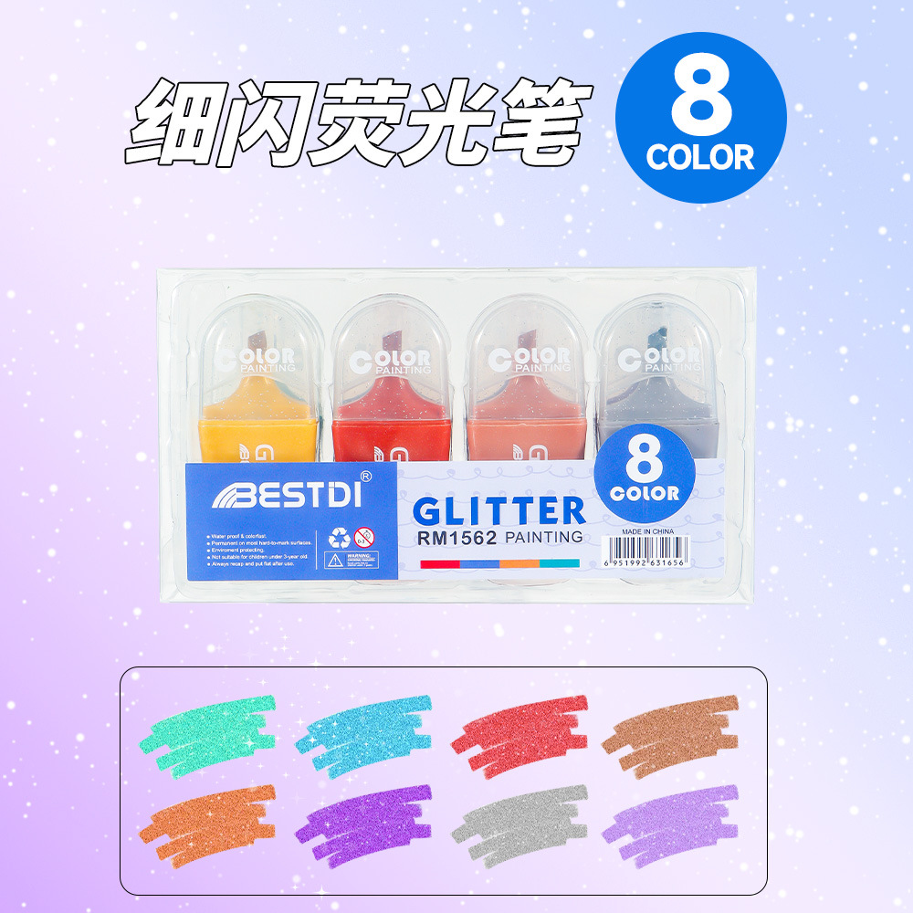 Luz de brillo fino tinta acuosa segura no es fácil de desvanecerse polvo de brillo resaltador pincel de dibujo de estudiantes punta de fibra de alta calidad