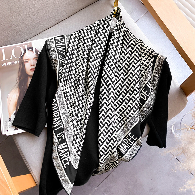 Fashion Elegant Black White Polka Dot Square Scarf display picture 9