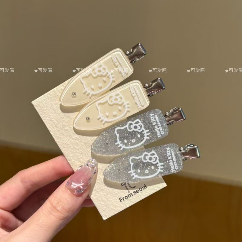 Sweet and Cool Kt Seamless Cat Girl Cute and Sweet Japanese Style Bangs Hair Accessories Silver Hairpin Cartoon Duckbill Hairpin