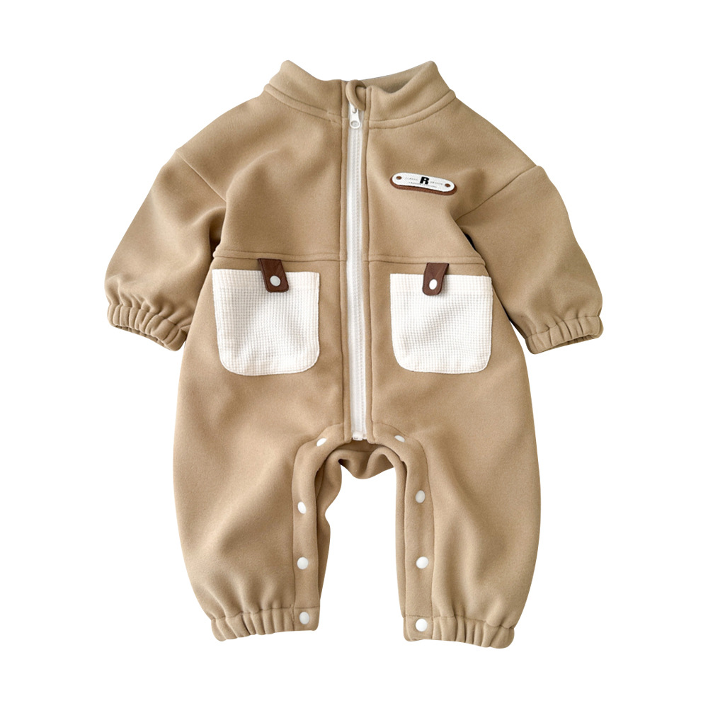 2024 otoño e invierno versión coreana del traje de gatear para bebés de estilo occidental para bebés más monos de terciopelo, mameluco para bebés de terciopelo austriaco