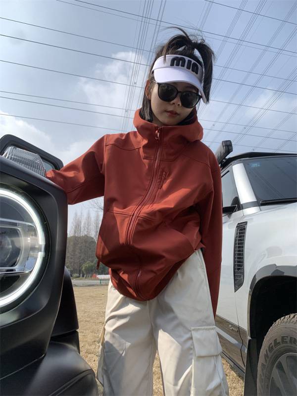 原6500！重磅袅情侣防风防水软壳外套男女时尚纯色软壳夹克外套|undefined