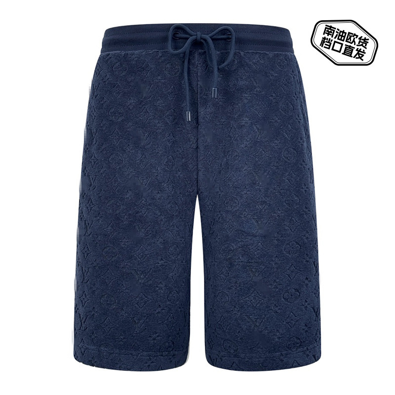 25 Shenzhen Nanyou High-End Trendy Brand Lujia Drawstring Classic Embossed Terry Cloth Fashion Casual Versatile Shorts Summer