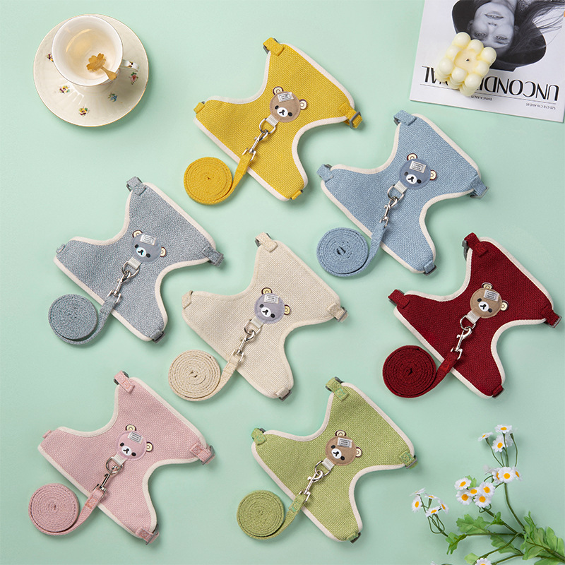 애완 동물 용품 조끼 개 가죽 끈 테디 베어 중소 개 가슴 끈 고양이 개 걷는 가죽 끈 제조 업체