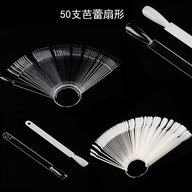 Cross-Border Exclusive Supply of Fan-Shaped Nail Color Cards, New T-Shaped Ballet Nail Polish Display Color Palette, Fan-Shaped 50 Colors