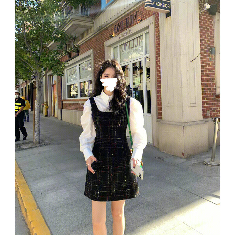 法式小香风套装裙女两件套2025春秋新款感背带裙套装洋气减龄|undefined