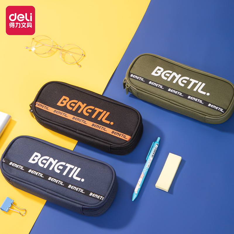 Estuche multiusos estilo canguro Deli 66937 para estudiantes de primaria, con compartimentos para un almacenamiento conveniente de la papelería.