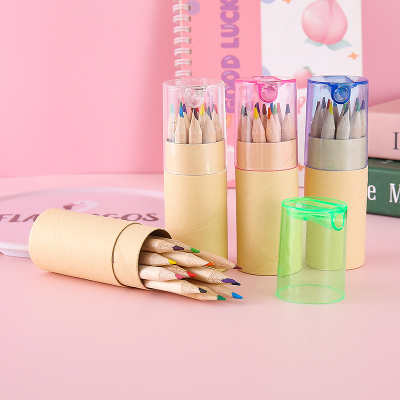 Transfronterizos 12 lápiz de color lápiz de madera con lápiz de lápiz de papel de escritorio estudiantes DIY relleno de graffiti pincel