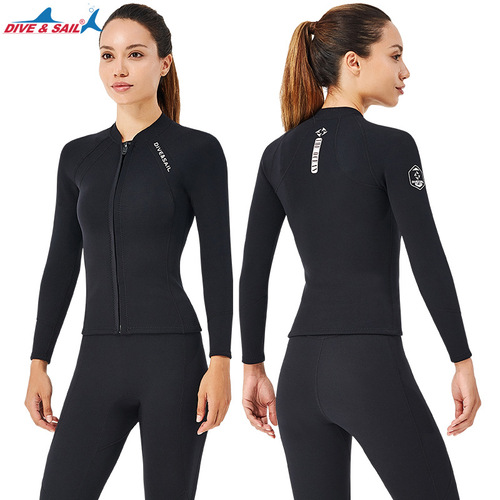 New 2MM wetsuit men's split top long-sleeved thickened wetsuit women's cold-proof and warm snorkeling suit surfing suit