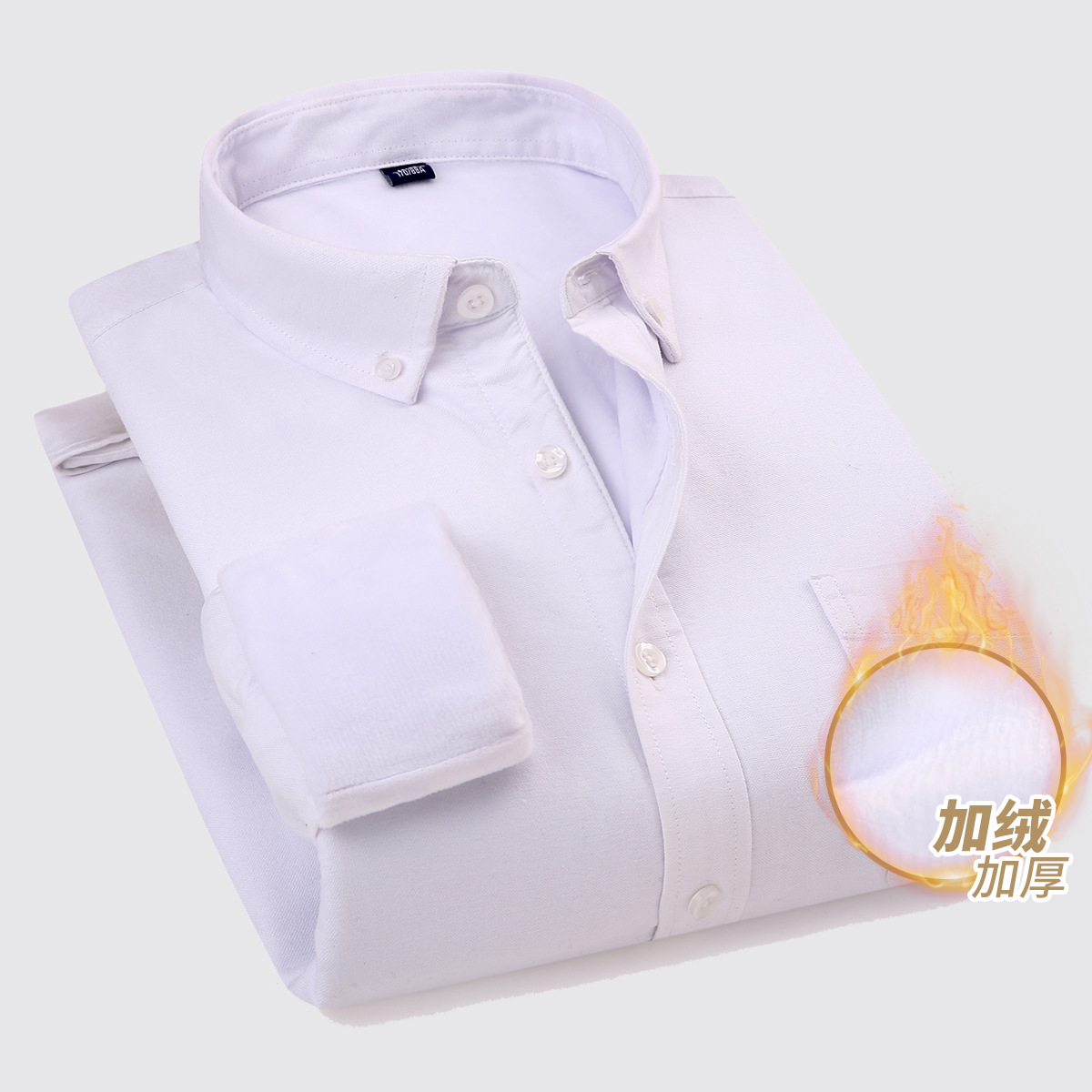Dongyu メンズ秋冬オックスフォードテキスタイルメンズシャツプラスベルベット暖かいシャツメンズ純綿厚手のシャツ在庫卸売