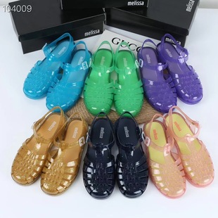 2022 New Melissa Women's Melissa Sandals ins Trendy Korean Style Wear Retro Woven Simple Style