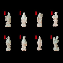 汉白玉八仙过海石头雕刻摆件吕洞宾铁拐李何仙姑人物摆件