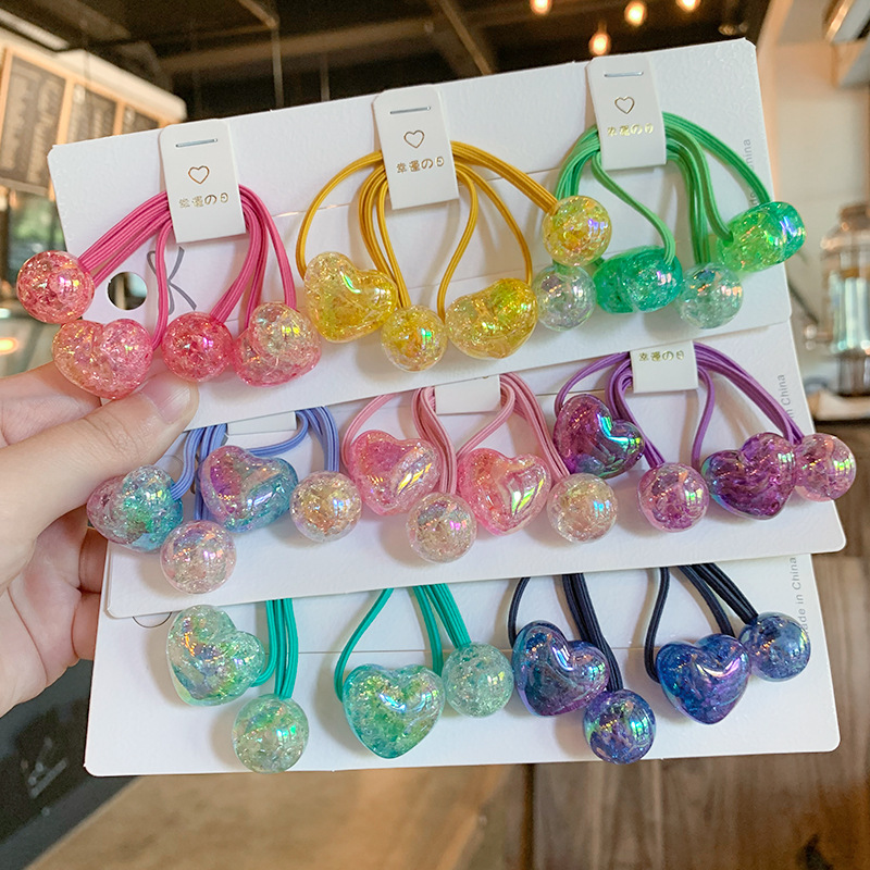 19g Weight Hair Tie Hair Accessories Type 2 pairs Quantity Casual, Daily Occasion Acrylic Material Heart Shape, Horse Pattern All Seasons Season Kid'S, Women's Gender Sweet Style Sweet Kid'S Women's Heart Shape Horse Acrylic Hair Tie 2