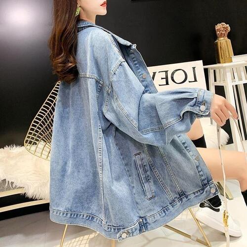 Denim coat, women's spring and autumn new style, Korean style, loose, personalized, all-matching casual, large-size, outerwear jeans