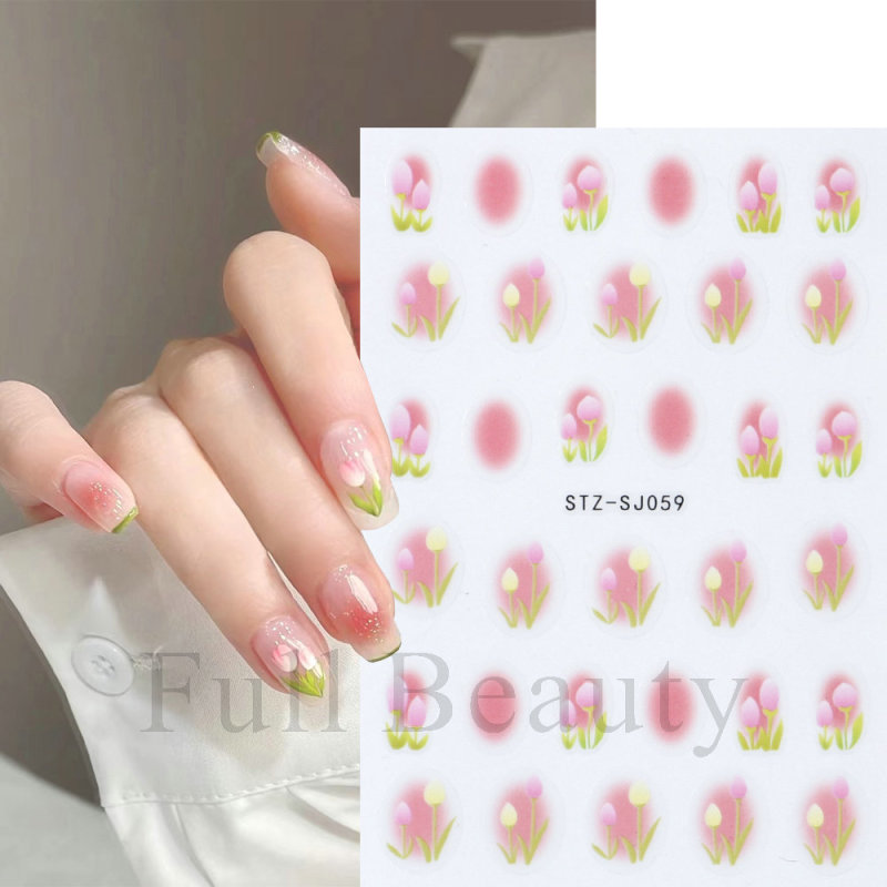 クロスボーダー新作ネイルステッカーins春夏優しいチークチューリップバックステッカーネイルステッカー卸売nail|undefined