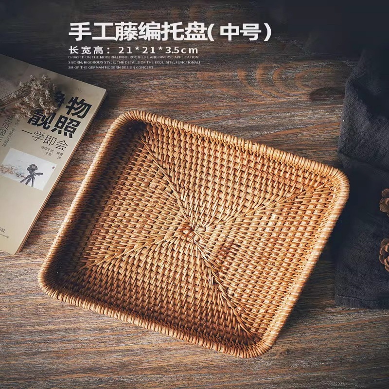 Cesta de almacenamiento de ratán, cesta de frutas, cesta para bollos al vapor, cesta de bambú para pan y refrigerios, cesta de picnic