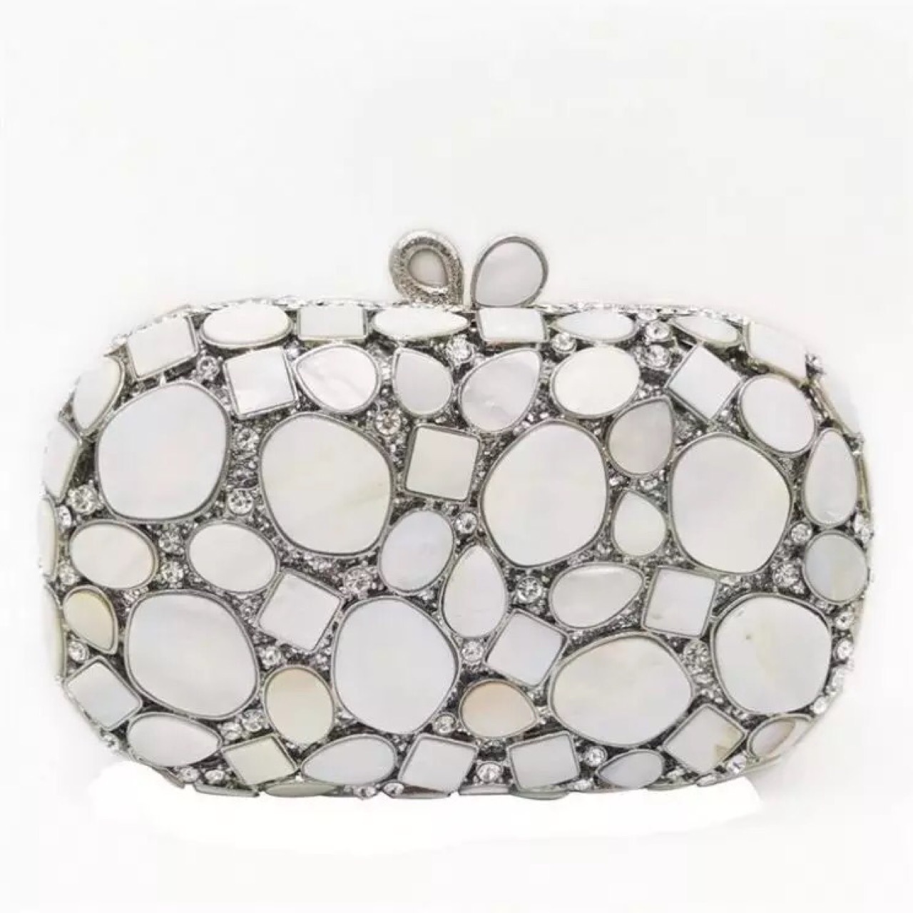 Túi clutch nữ vỏ sò kim loại rỗng đính đá dạ tiệc — Màu vàng