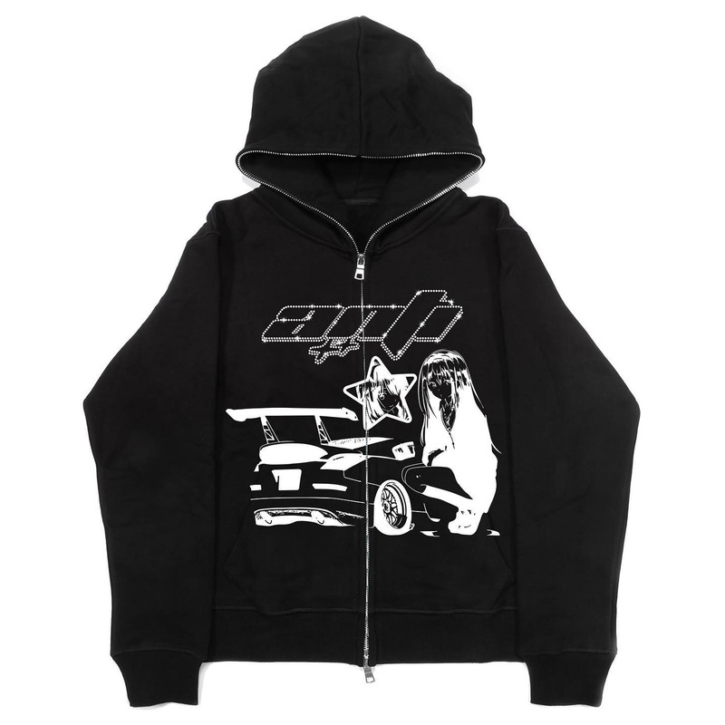 Rhinestone Cardigan Zipper Sweater Cross-border New anti Full Face Zipper Hoodie Hoodie Gothic Harajuku Sweater