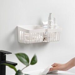 穴なし壁掛け式トイレ廃棄洗面タオル収納ケース歯磨き粉石鹸抜き棚水たまりバスケット