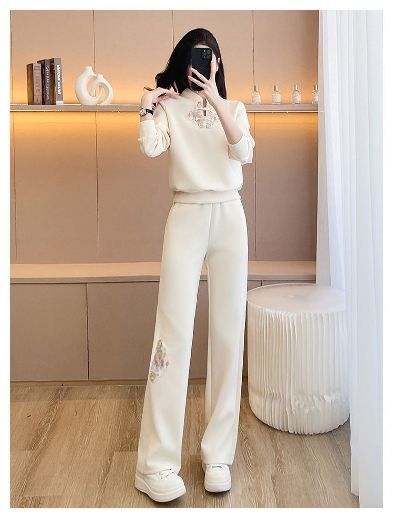 Damen Freizeit Sportanzug Set Mit Kapuzenpullover Und Weiter Hose_voghion.com