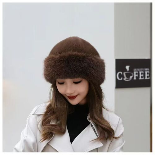 Fuzzy Mongolian Hat for Girls, Autumn and Winter Cold Protection, White Warm Insulation, Solid Color Bucket Hat, Ear Protection Hat, Fox Fur Fisherman Hat, Fluffy