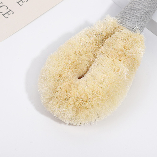 New-style sisal bath brush—gentle on skin, perfect for scrubbing and exfoliating while bathing or washing your back; features a cotton rope handle with anti-slip design and a sturdy wooden shaft.